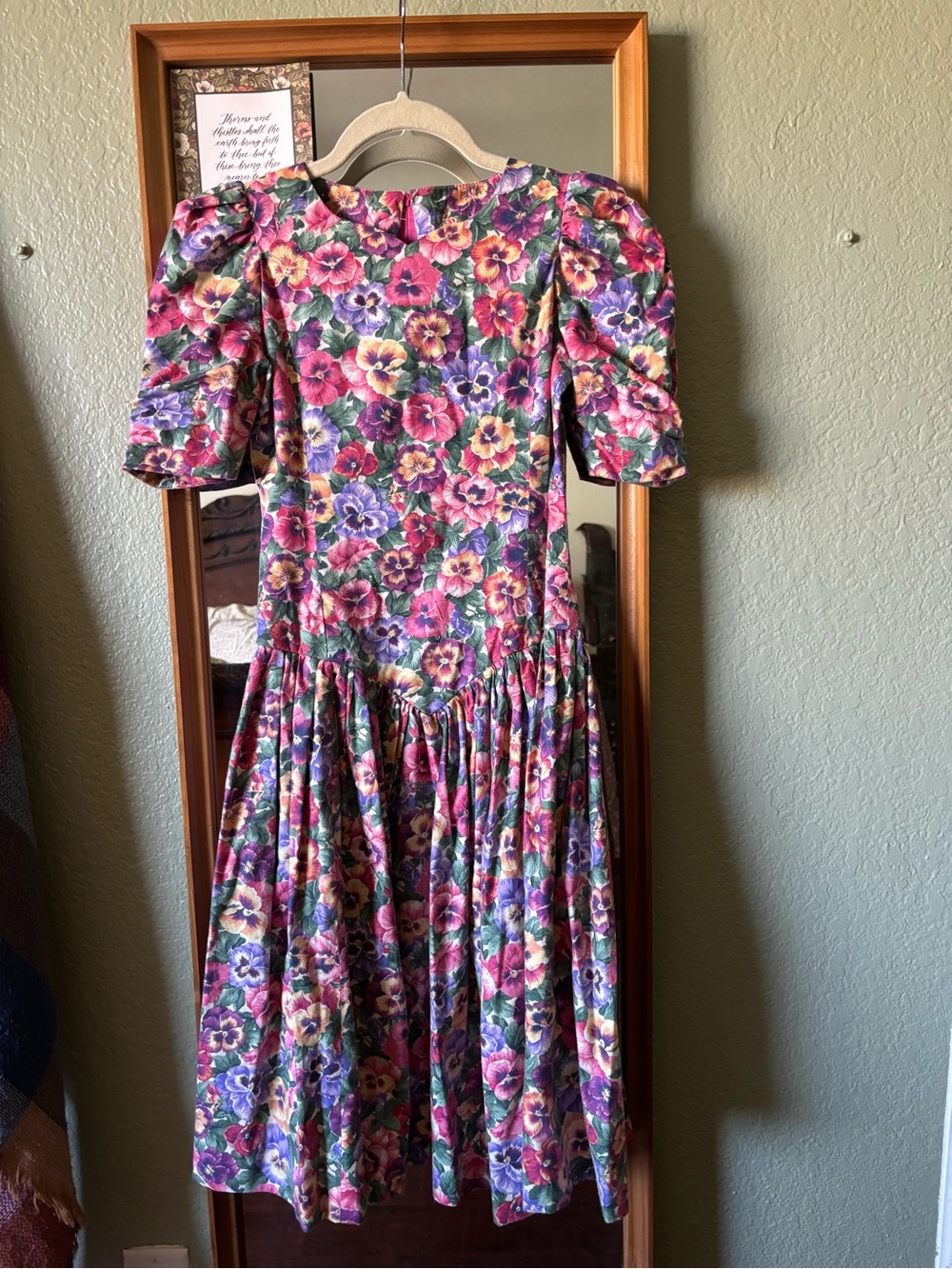 Pansy Fancy Dress • vintage Floral Puff-Sleeve cotton novelty